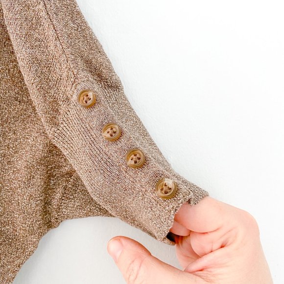 Ann Taylor neutral metallic short-sleeve sweater - Picture 4 of 4